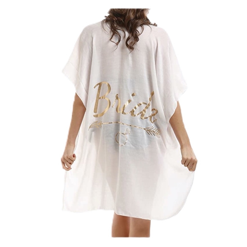 WHITE/GOLD "BRIDE" KIMONO/COVERUP